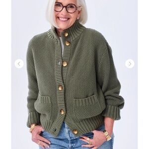 New Alice Walk Olive Green Cotton Sweater Jacket Sz XL